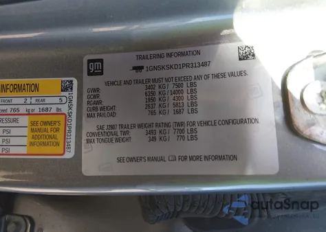 2023 Chevrolet Tahoe 4Wd Premier z USA, uszkodzony, nr VIN 1GNSKSKD1PR313487